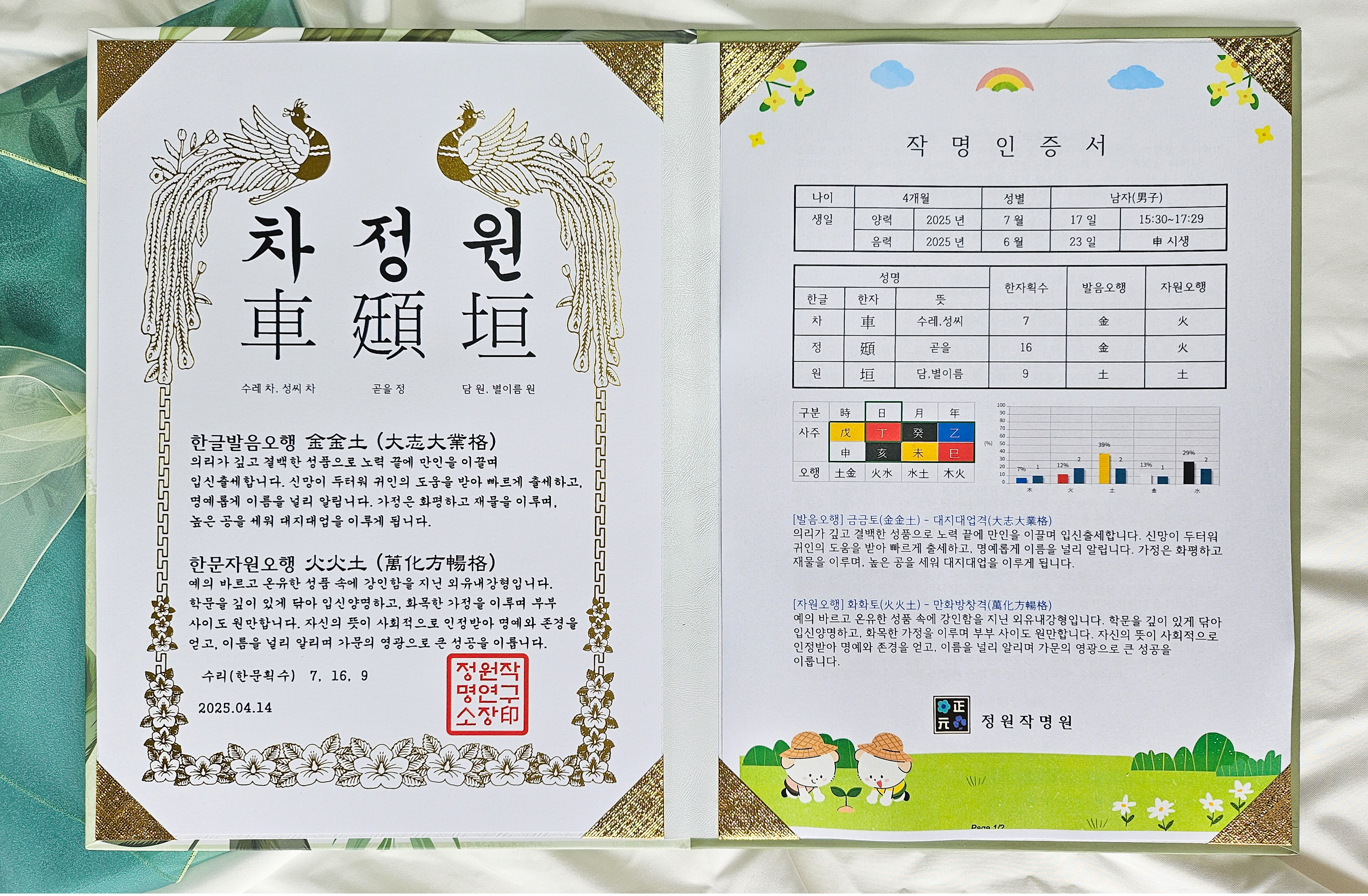 사주와 오행을 고려해 이름을 짓는 신생아 작명 안내 2